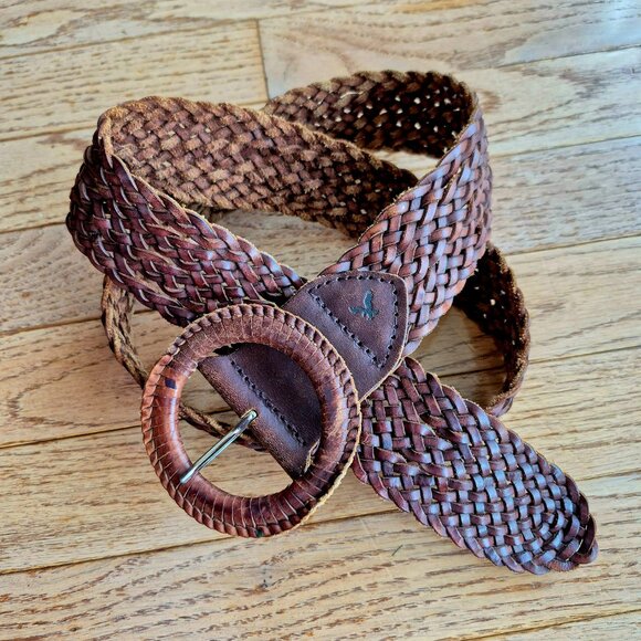 AEO American Eagle Outfitters Brown Braided Leather Belt L/XL - Picture 3 of 9